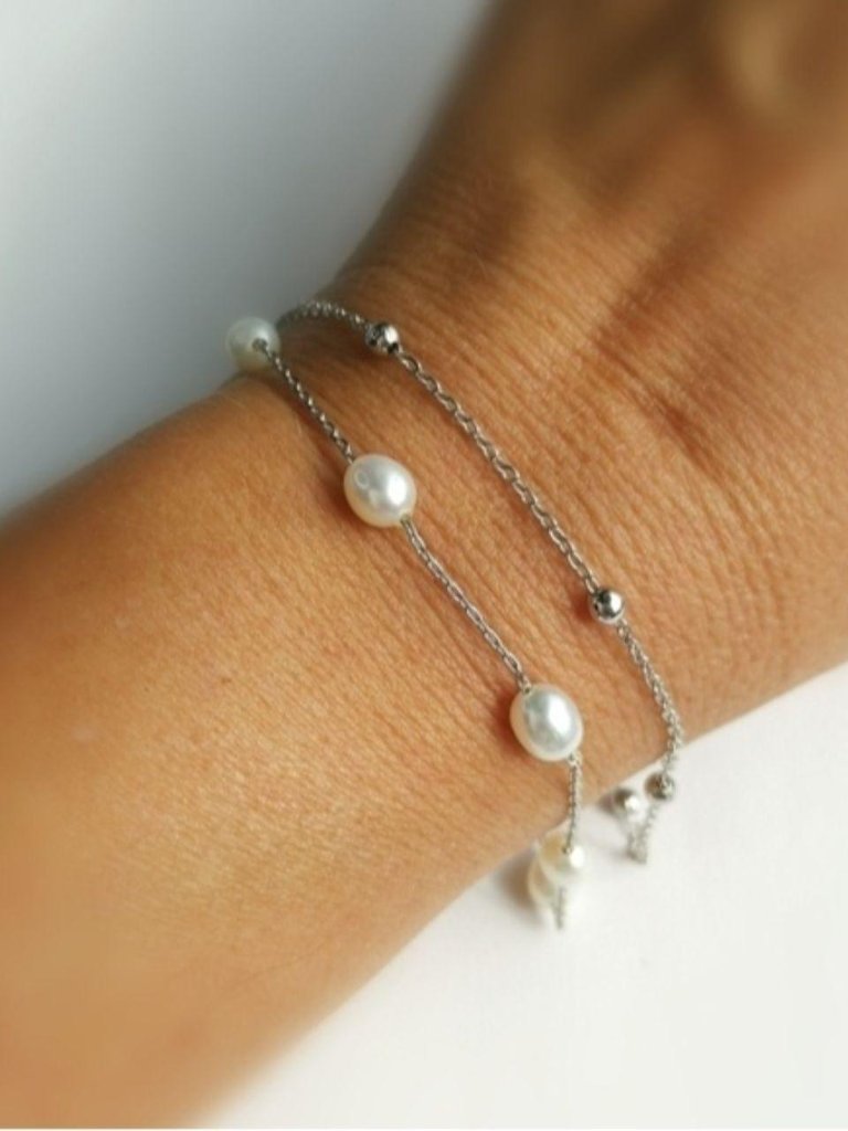 White Freshwater Pearl Sterling Silver Bracelet New